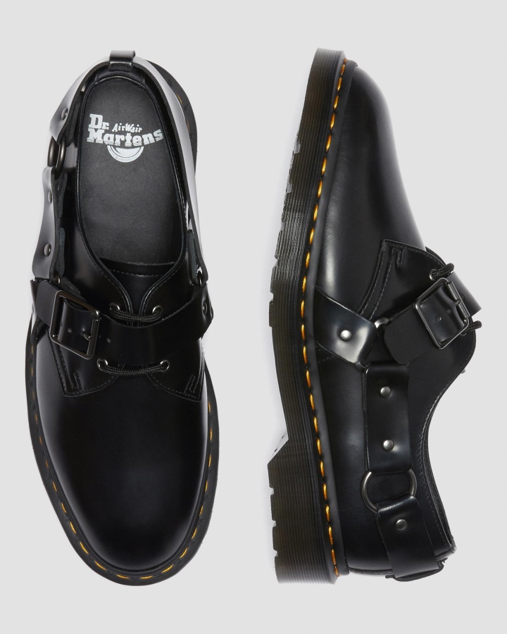 Pantofi Cu Cataramă Din Piele Netedă Lustruită Henree Dr.martens Romania Negru Lustruit Neted