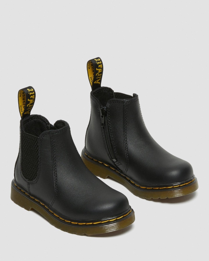 Negru Softy T Dr.martens Romania Sugari/copil 2976 Softy T Cizme Chelsea Din Piele