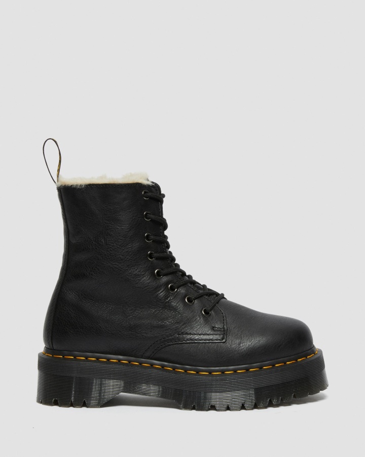 Negru Pisa Dr.martens Romania Jadon Piele Platforma Captusita Blanita Artificiala