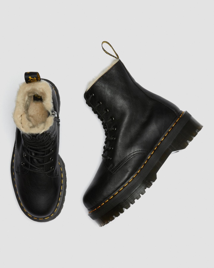 Negru Pisa Dr.martens Romania Jadon Piele Platforma Captusita Blanita Artificiala