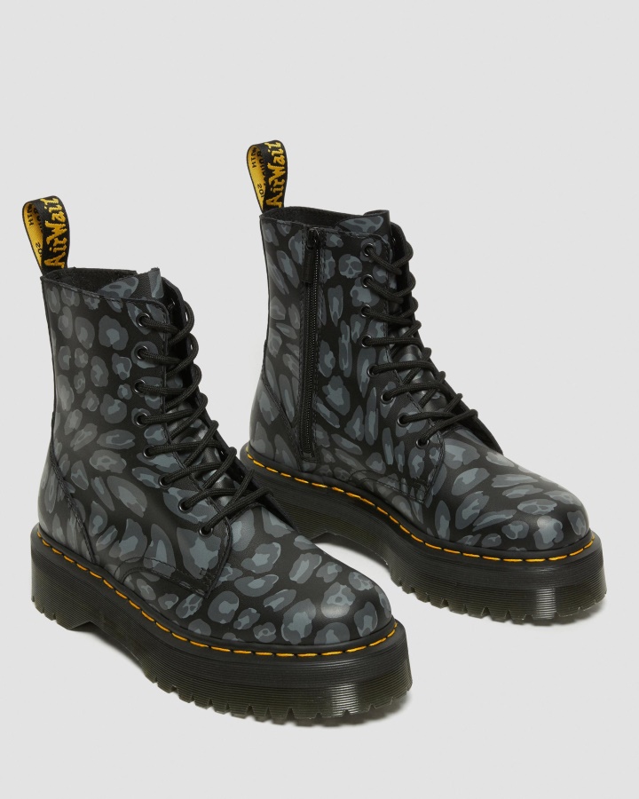 Cizme Cu Platforma Cu Imprimeu Leopard Dr.martens Romania Jadon Cu Imprimeu Negru