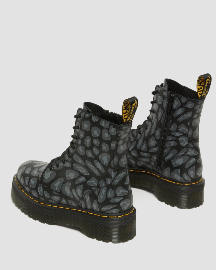 Cizme Cu Platforma Cu Imprimeu Leopard Dr.martens Romania Jadon Cu Imprimeu Negru