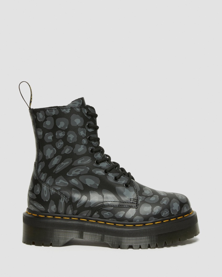 Cizme Cu Platforma Cu Imprimeu Leopard Dr.martens Romania Jadon Cu Imprimeu Negru