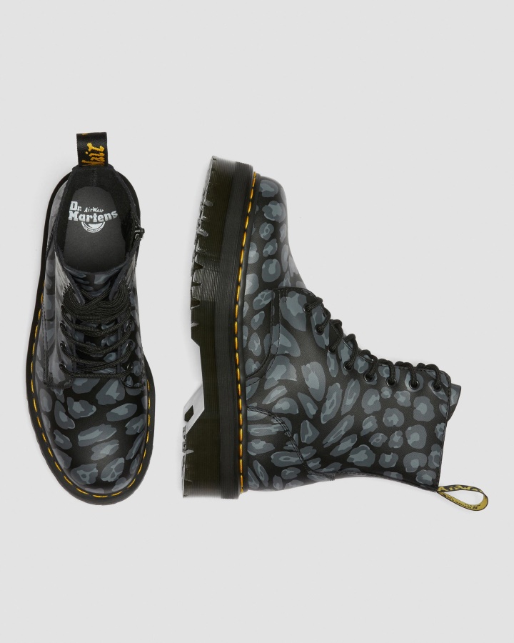 Cizme Cu Platforma Cu Imprimeu Leopard Dr.martens Romania Jadon Cu Imprimeu Negru