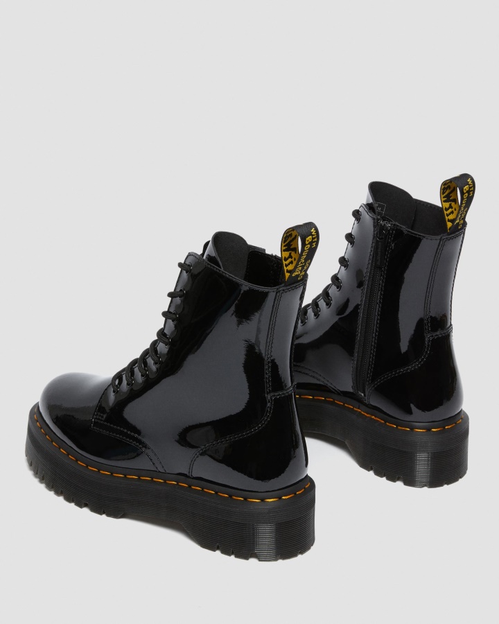 Cizme Cu Platforma Din Piele Lacuta Dr.martens Romania Jadon Neagra