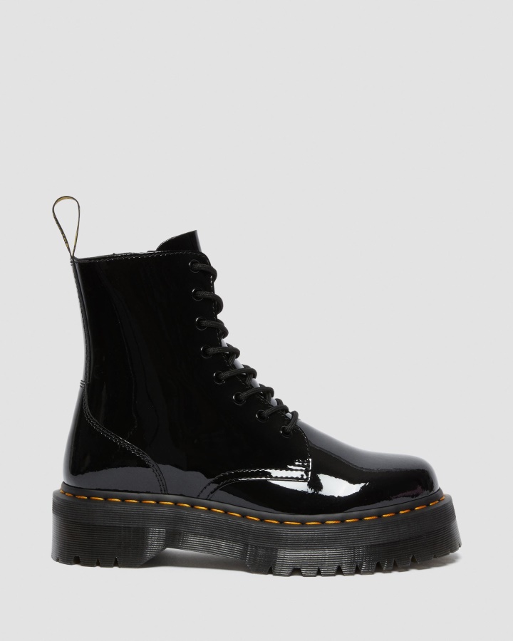Cizme Cu Platforma Din Piele Lacuta Dr.martens Romania Jadon Neagra