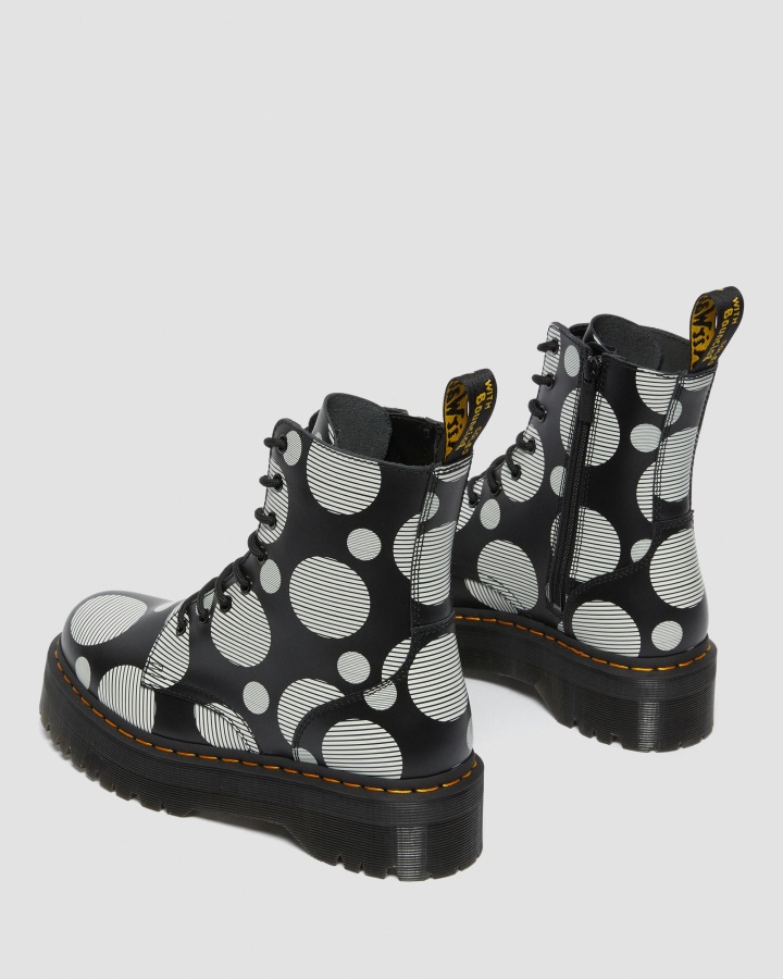 Cizme Negre Cu Buline Netede Dr.martens Romania Jadon Cu Platforma Din Piele Neteda