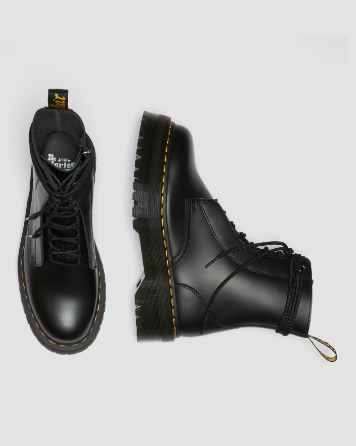 Cizme Netede Din Piele Neteda Dr.martens Romania Jarrick Cu Platforma Din Piele Neteda
