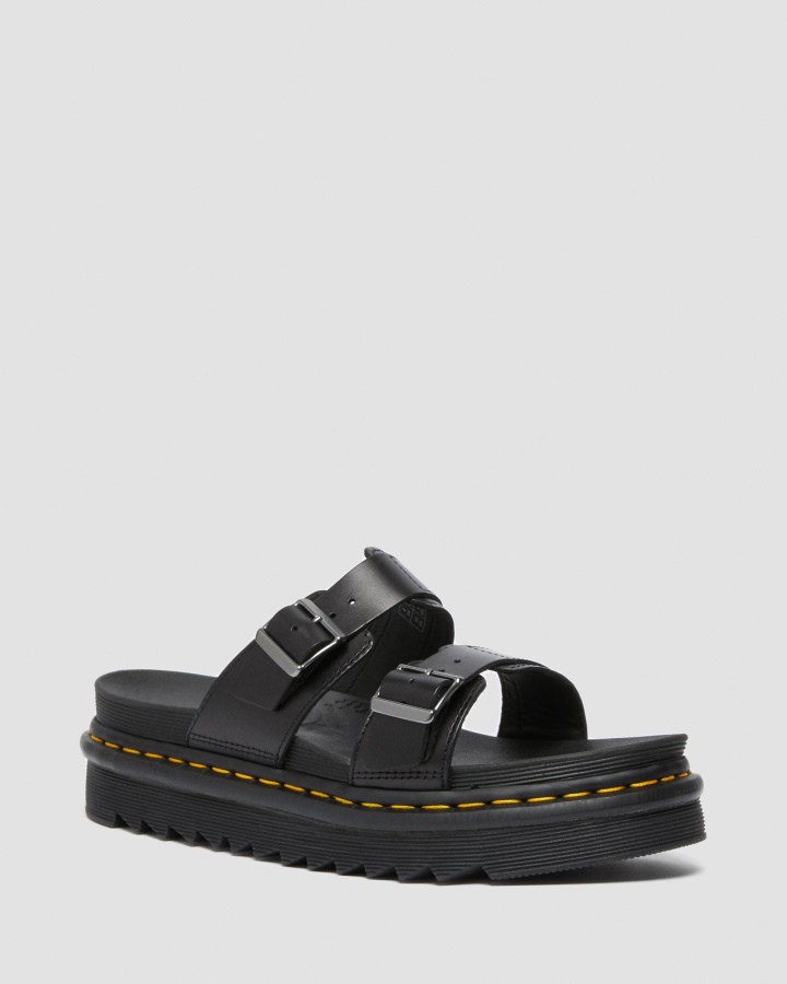 Myles Brando Sandale Slide Cu Catarama Din Piele Dr.martens Romania Brando Negru