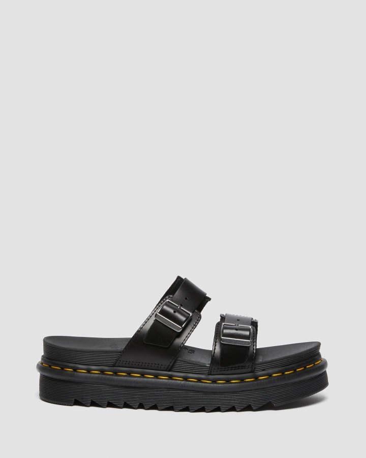 Myles Brando Sandale Slide Cu Catarama Din Piele Dr.martens Romania Brando Negru