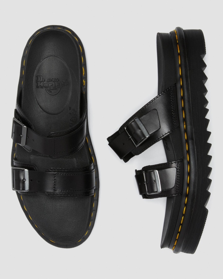 Myles Brando Sandale Slide Cu Catarama Din Piele Dr.martens Romania Brando Negru