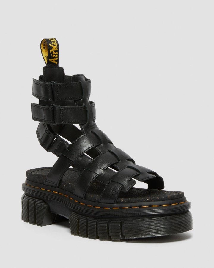 Ricki Nappa Lux Sandale Gladiator Cu Platforma Din Piele Dr.martens Romania Negru Nappa Lux