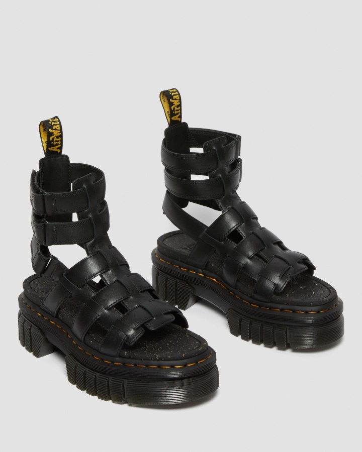Ricki Nappa Lux Sandale Gladiator Cu Platforma Din Piele Dr.martens Romania Negru Nappa Lux