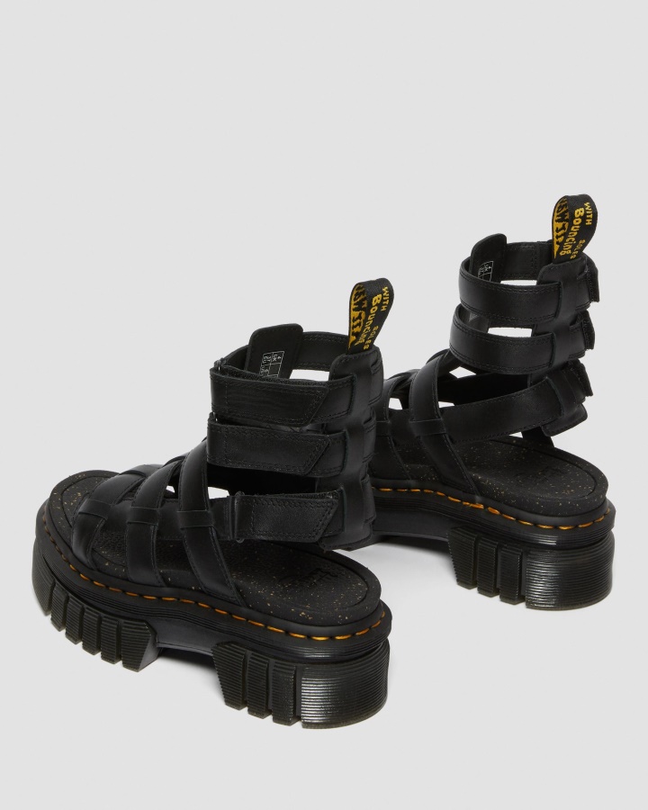 Ricki Nappa Lux Sandale Gladiator Cu Platforma Din Piele Dr.martens Romania Negru Nappa Lux