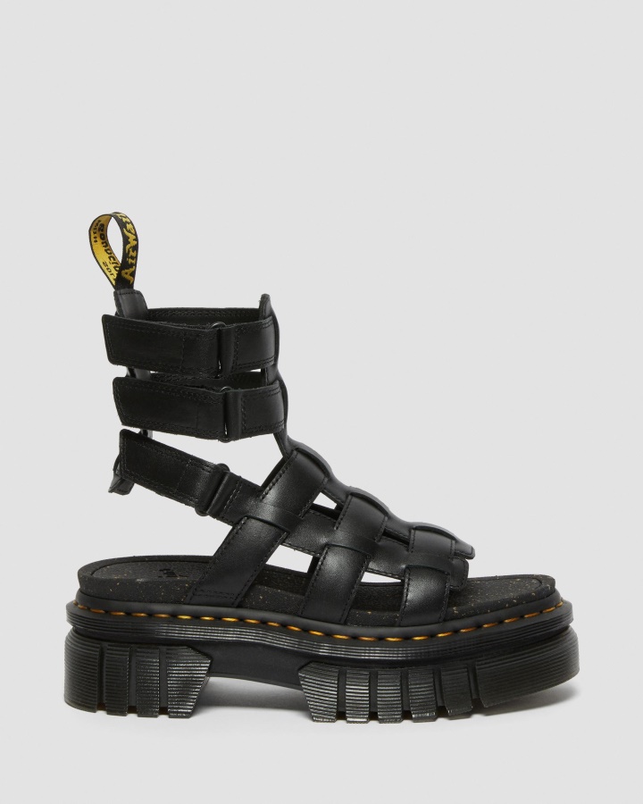 Ricki Nappa Lux Sandale Gladiator Cu Platforma Din Piele Dr.martens Romania Negru Nappa Lux