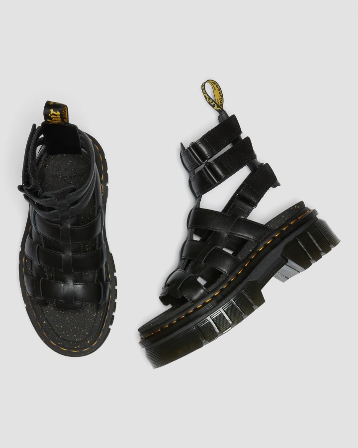 Ricki Nappa Lux Sandale Gladiator Cu Platforma Din Piele Dr.martens Romania Negru Nappa Lux