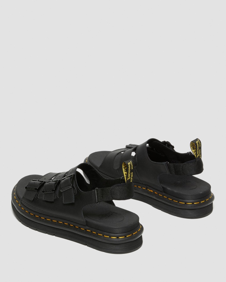 Sandale Bărbați Cu Curea Din Piele Dr.martens Romania Soloman Din Piele Hidro Neagra