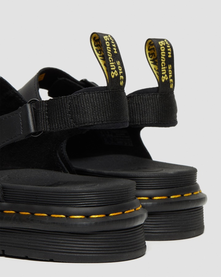 Sandale Bărbați Cu Curea Din Piele Dr.martens Romania Soloman Din Piele Hidro Neagra