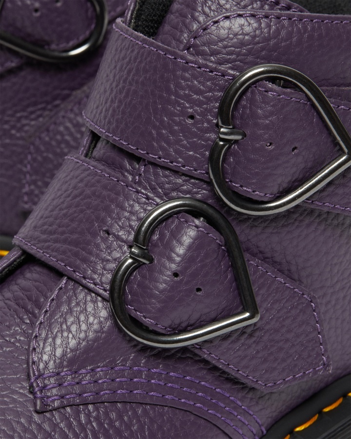 Dr.martens Romania Ghete Cu Platforma Din Piele Nappa Frezata Coacaze Negre Devon Heart