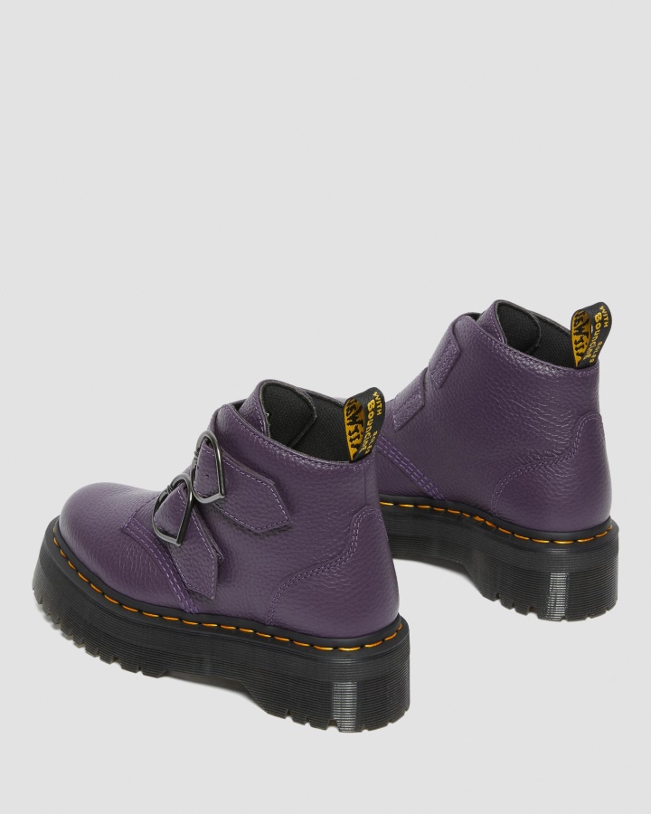 Dr.martens Romania Ghete Cu Platforma Din Piele Nappa Frezata Coacaze Negre Devon Heart