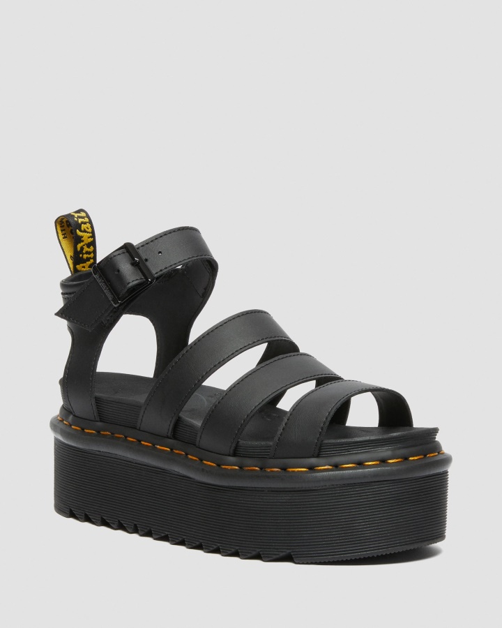 Sandale Dr.martens Romania Blaire Hidro Piele Neagra Cu Platforma Din Piele
