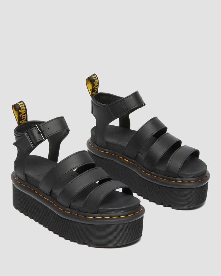 Sandale Dr.martens Romania Blaire Hidro Piele Neagra Cu Platforma Din Piele