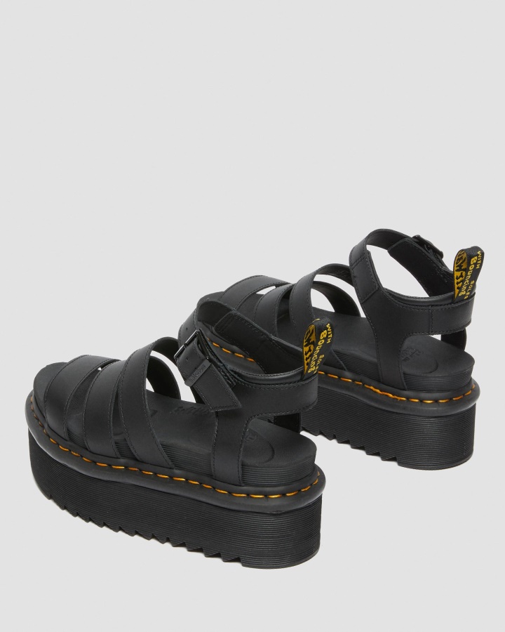 Sandale Dr.martens Romania Blaire Hidro Piele Neagra Cu Platforma Din Piele