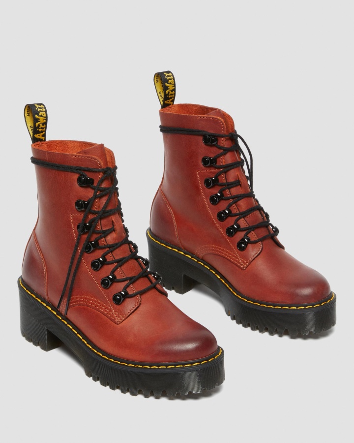 Leona Wyoming Cizme Din Piele Cu Toc Cu Platformă Din Cărămidă Lustruită Wyoming Dr.martens Romania