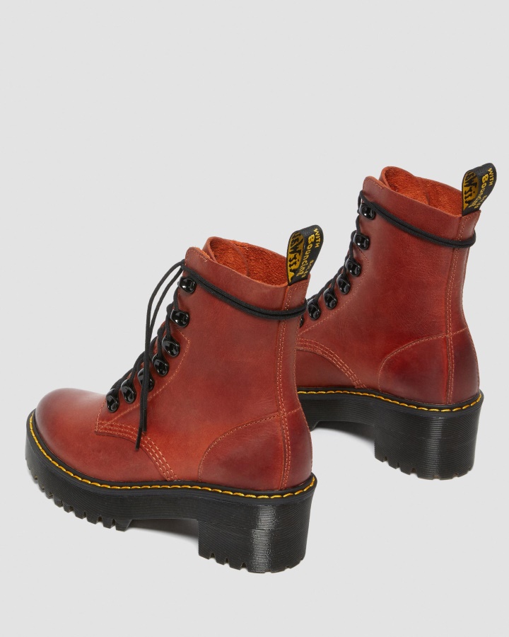 Leona Wyoming Cizme Din Piele Cu Toc Cu Platformă Din Cărămidă Lustruită Wyoming Dr.martens Romania
