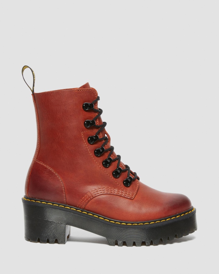 Leona Wyoming Cizme Din Piele Cu Toc Cu Platformă Din Cărămidă Lustruită Wyoming Dr.martens Romania