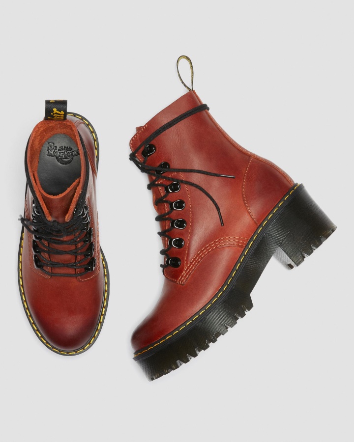 Leona Wyoming Cizme Din Piele Cu Toc Cu Platformă Din Cărămidă Lustruită Wyoming Dr.martens Romania