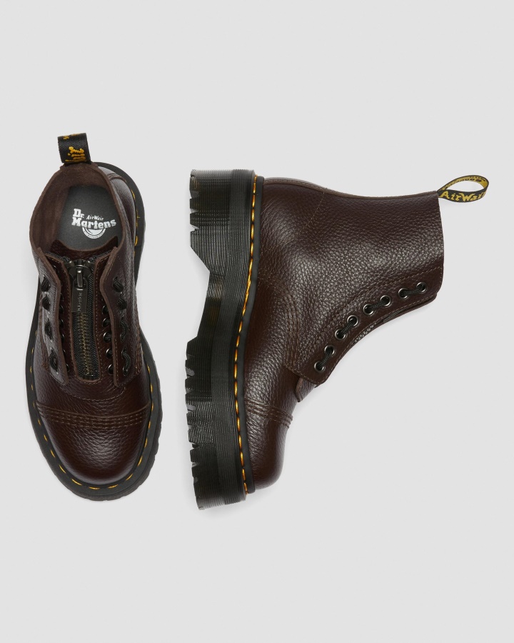 Cizme Cu Platforma Din Piele Nappa Frezata Sinclair Burgundy Piele Nappa Frezata Dr.martens Romania