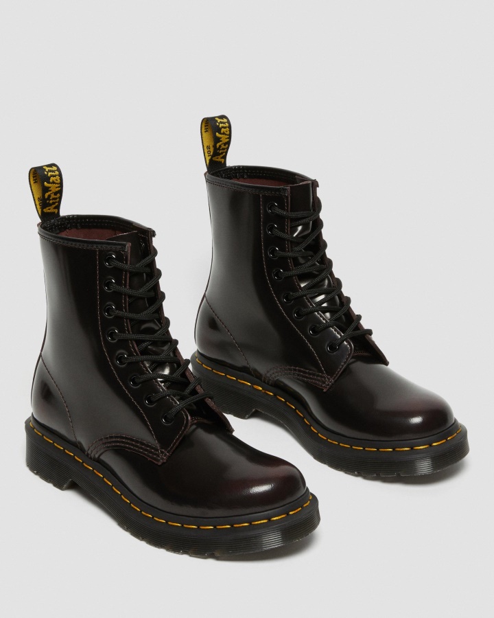 1460 Cizme Damă Piele Arcadia Cu șireturi Roșu Vișini Din Piele Arcadia Dr.martens Romania