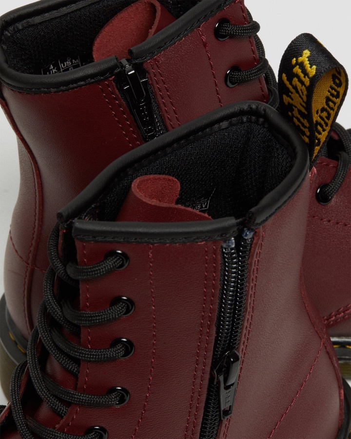 Tineret 1460 Softy T Cizme Din Piele Cu Siret Dr.martens Romania Cherry Red Softy T