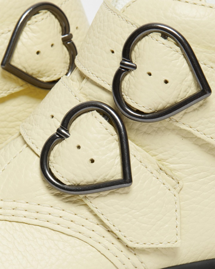 Cizme Cu Platforma Din Piele Nappa Frezata Crem Dr.martens Romania Devon Heart