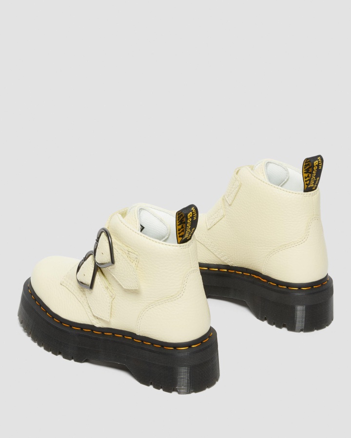 Cizme Cu Platforma Din Piele Nappa Frezata Crem Dr.martens Romania Devon Heart