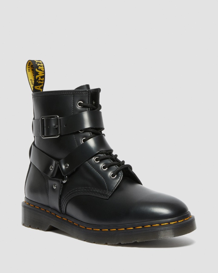 Cristofor Ham Piele Cizme Cu Siret Negru Lustruit Neted Dr.martens Romania