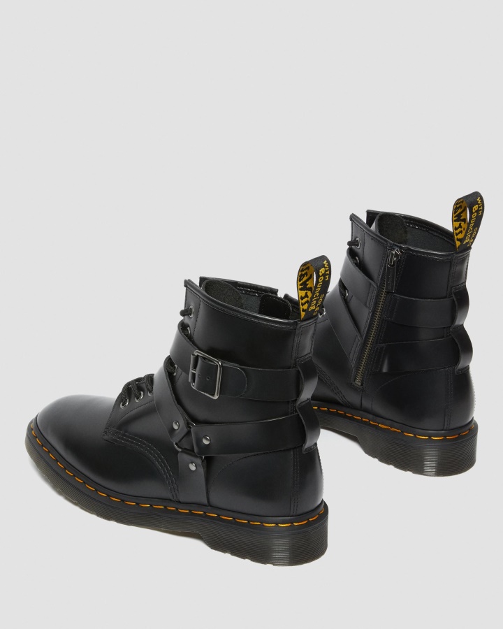 Cristofor Ham Piele Cizme Cu Siret Negru Lustruit Neted Dr.martens Romania