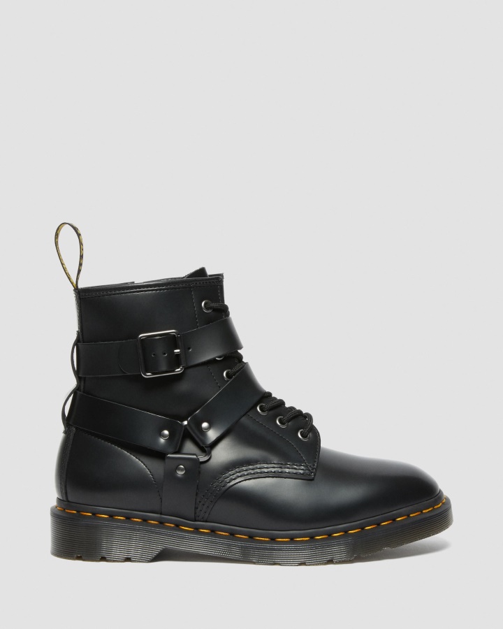 Cristofor Ham Piele Cizme Cu Siret Negru Lustruit Neted Dr.martens Romania