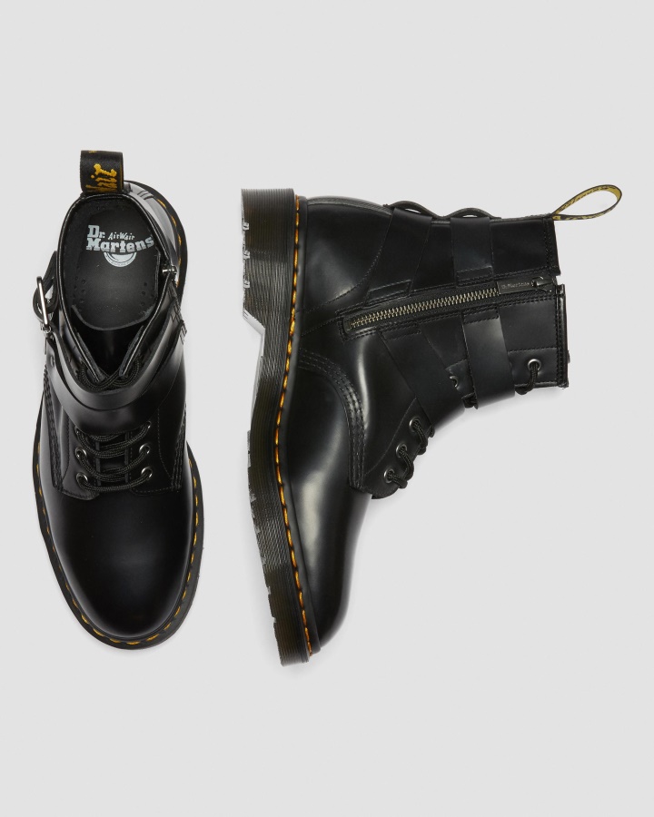 Cristofor Ham Piele Cizme Cu Siret Negru Lustruit Neted Dr.martens Romania