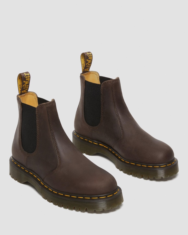 Dr.martens Romania Maro Inchis Piele Cal Nebun 2976 Cizme Chelsea Bex Crazy Horse