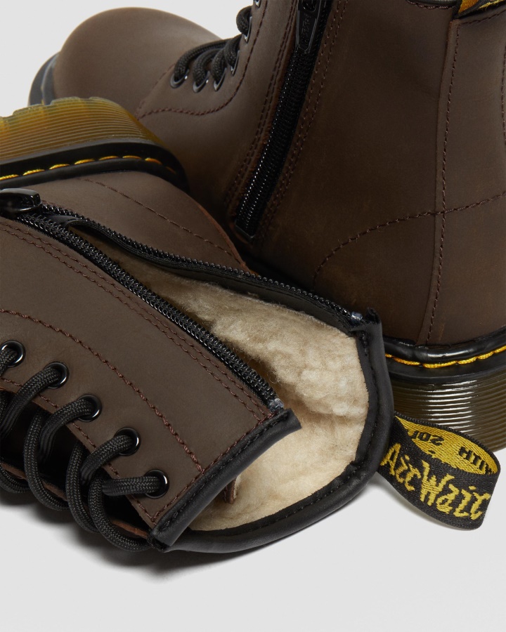 Cizme Cu șireturi Căptușite Cu Blană Artificială Junior 1460 Dr.martens Romania Maro închis Mohawk