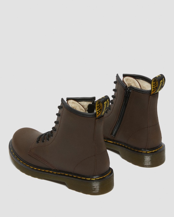 Cizme Cu șireturi Căptușite Cu Blană Artificială Junior 1460 Dr.martens Romania Maro închis Mohawk