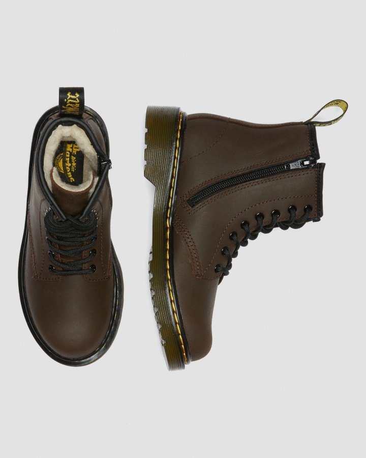 Cizme Cu șireturi Căptușite Cu Blană Artificială Junior 1460 Dr.martens Romania Maro închis Mohawk