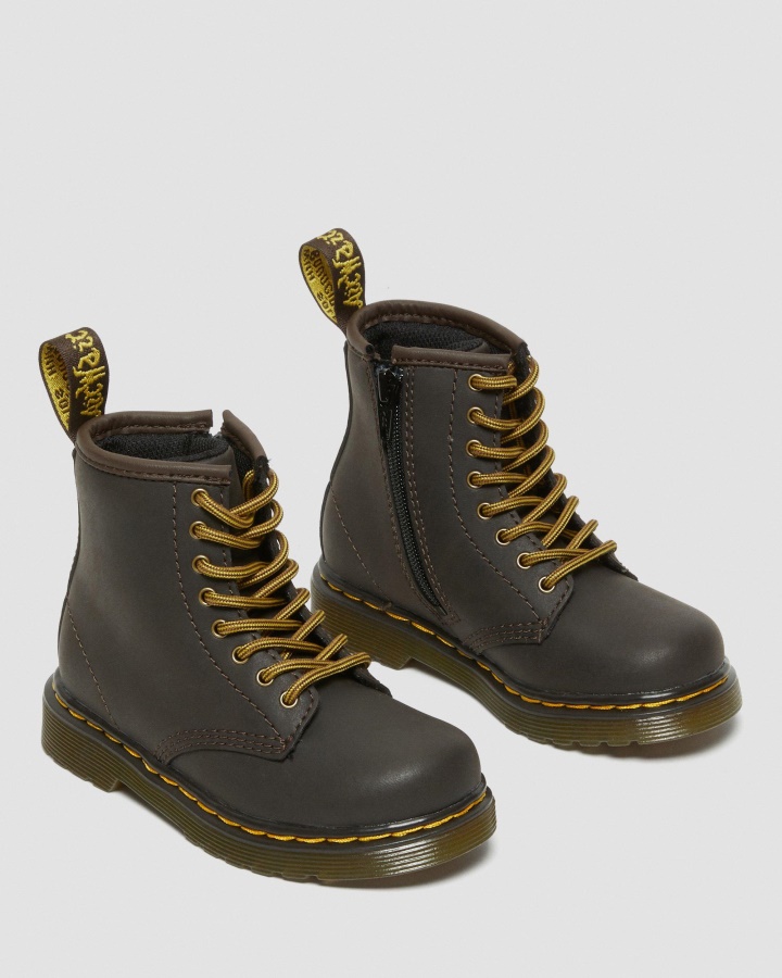 Cizme Cu șireturi Din Piele Maro închis Dr.martens Romania Pentru Copii 1460 Wildhorse