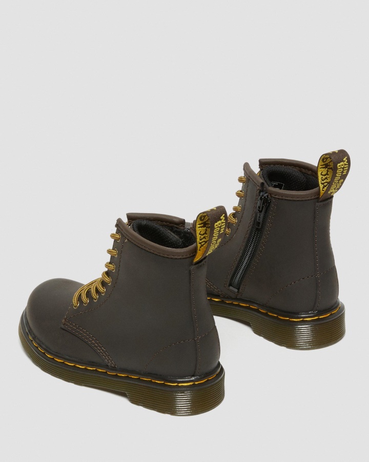 Cizme Cu șireturi Din Piele Maro închis Dr.martens Romania Pentru Copii 1460 Wildhorse