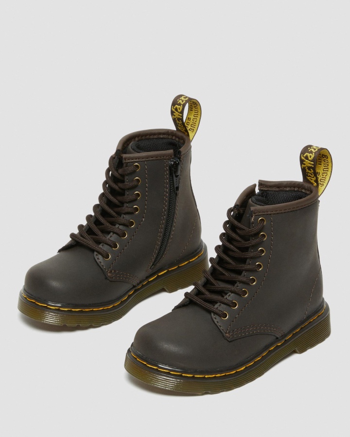 Cizme Cu șireturi Din Piele Maro închis Dr.martens Romania Pentru Copii 1460 Wildhorse