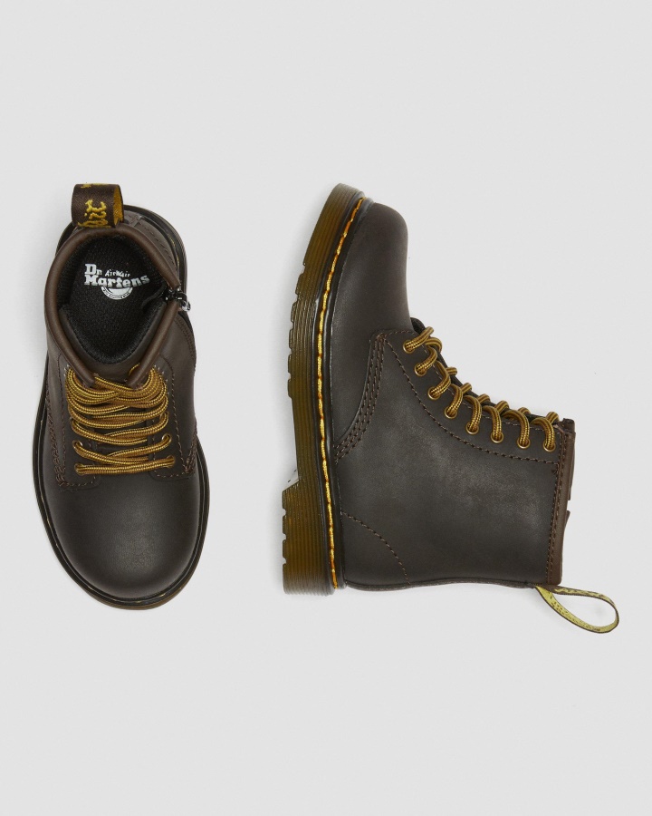 Cizme Cu șireturi Din Piele Maro închis Dr.martens Romania Pentru Copii 1460 Wildhorse