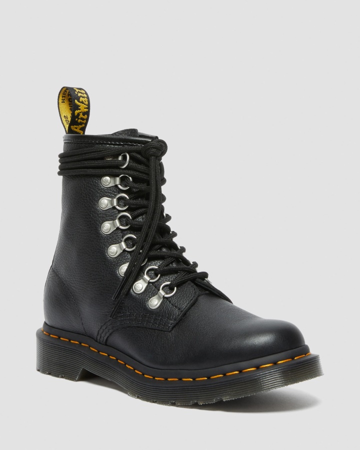 Dr.martens Romania Cizme Negre Virginia 1460 Cu Siret Din Piele Virginia