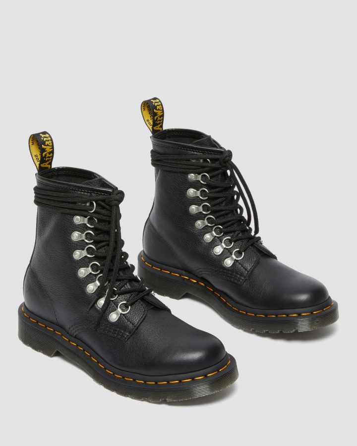 Dr.martens Romania Cizme Negre Virginia 1460 Cu Siret Din Piele Virginia